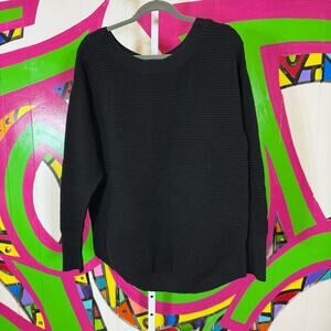 Offline by Aerie, Black Boatneck Ribbed Oversized Sweater. Size Medium.